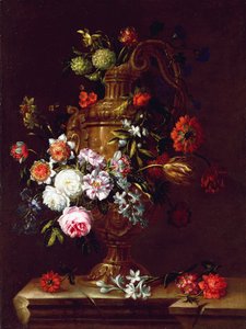 Stilleben av blommor i en urna, 1600-talet